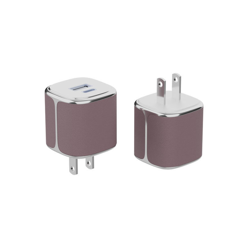 Schlanker 35W Wandladegerät USB-C und USB-A PD GaN Wandladegerät mit Lederschalen