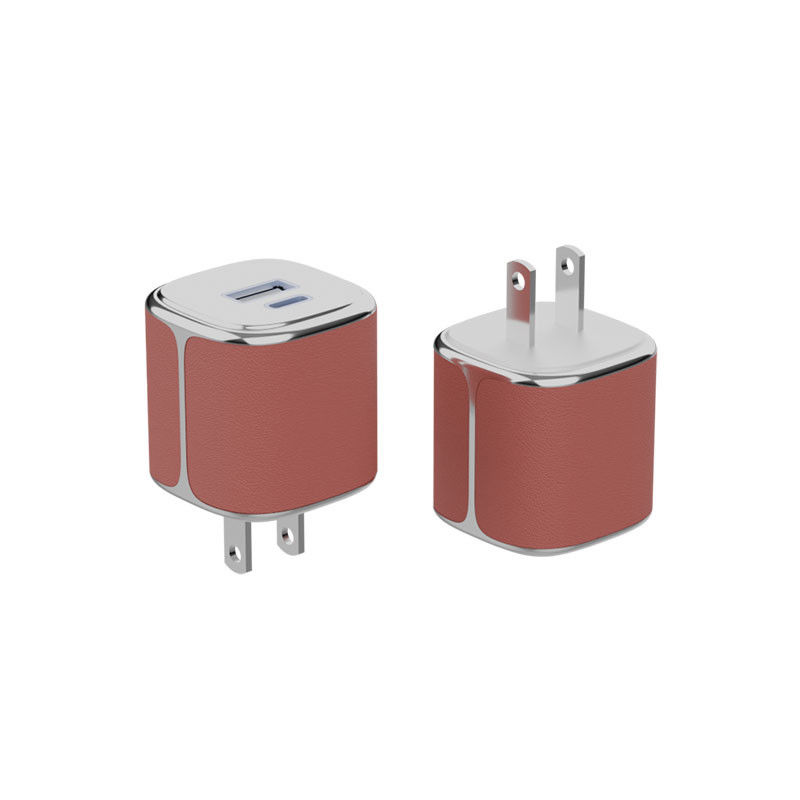 Leistungsfähiges Wandladegerät Typ C USB-C und USB-A PD GaN Wandladegerät mit Lederschalen